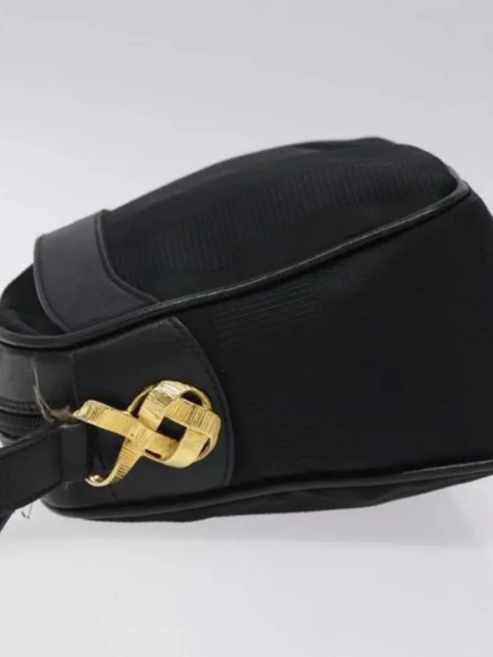 Salvatore Ferragamo Shoulder Bag Canvas Leather Black Auth bs24292